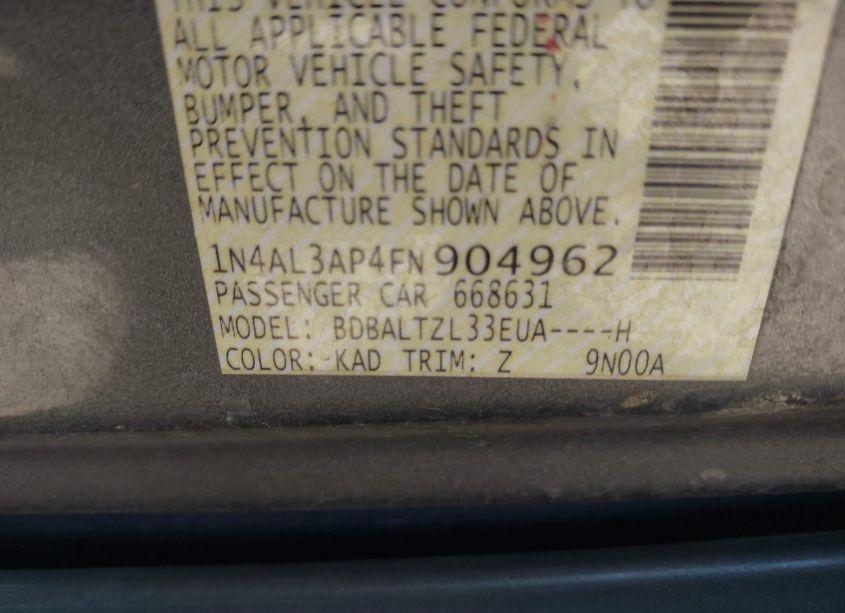 Photo 9 of 2015 Nissan Altima 2.5 SL (VIN 1N4AL3AP4FN904962)