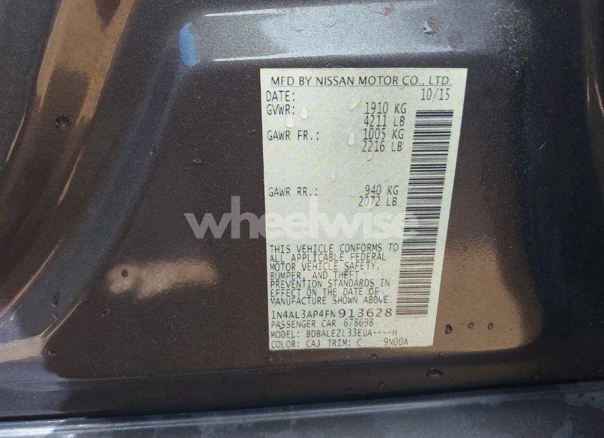 Photo 9 of 2015 Nissan Altima 2.5 S (VIN 1N4AL3AP4FN913628)