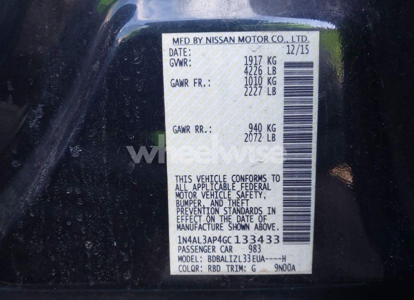 Photo 9 of 2016 Nissan Altima 2.5 SV (VIN 1N4AL3AP4GC133433)