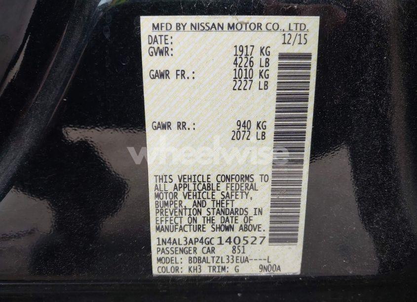 Photo 9 of 2016 Nissan Altima 2.5 SL (VIN 1N4AL3AP4GC140527)