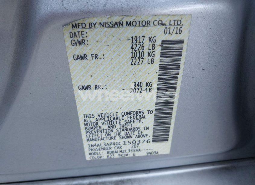 Photo 9 of 2016 Nissan Altima 2.5 SV (VIN 1N4AL3AP4GC150376)