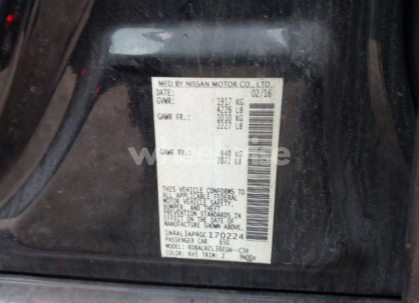 Photo 9 of 2016 Nissan Altima 2.5 SR (VIN 1N4AL3AP4GC170224)