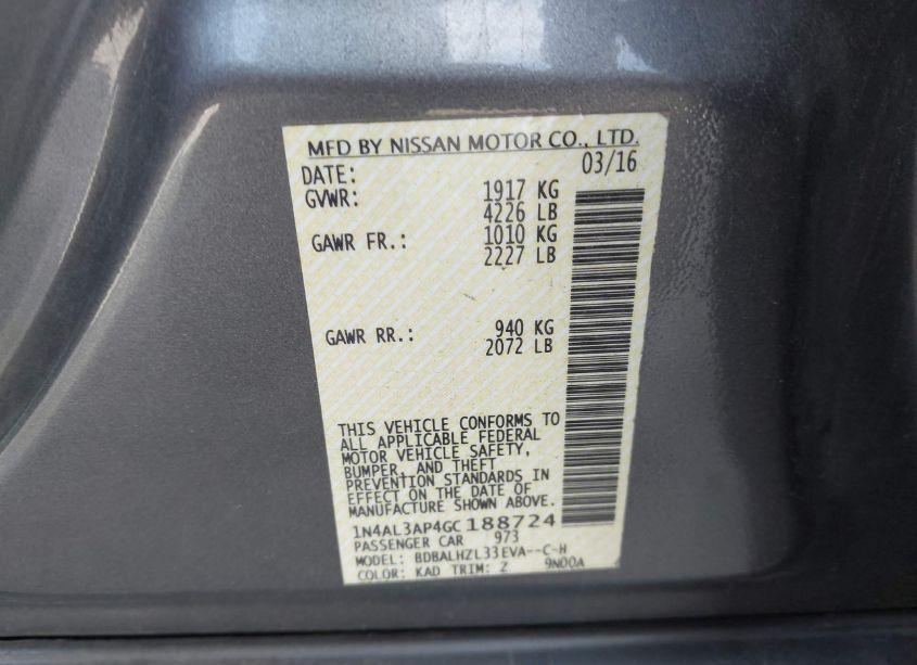 Photo 9 of 2016 Nissan Altima 2.5 SR (VIN 1N4AL3AP4GC188724)