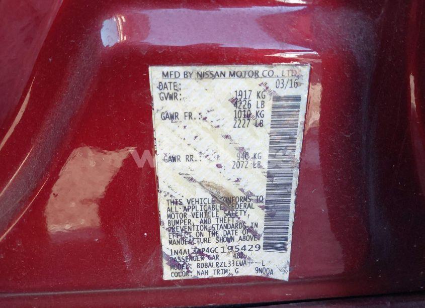 Photo 9 of 2016 Nissan Altima 2.5 SL (VIN 1N4AL3AP4GC195429)