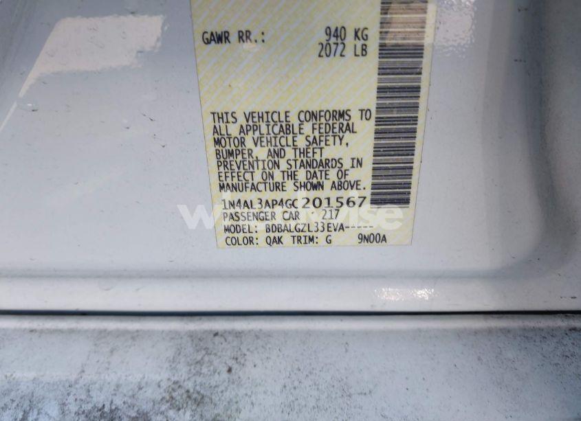 Photo 9 of 2016 Nissan Altima 2.5/2.5 S/2.5 SL/2.5 SR/2.5 SV (VIN 1N4AL3AP4GC201567)