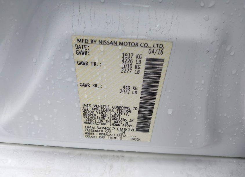 Photo 9 of 2016 Nissan Altima 2.5 (VIN 1N4AL3AP4GC218918)