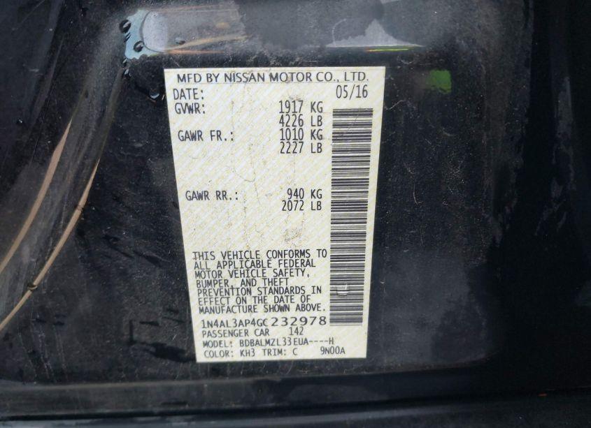 Photo 9 of 2016 Nissan Altima 2.5 SV (VIN 1N4AL3AP4GC232978)