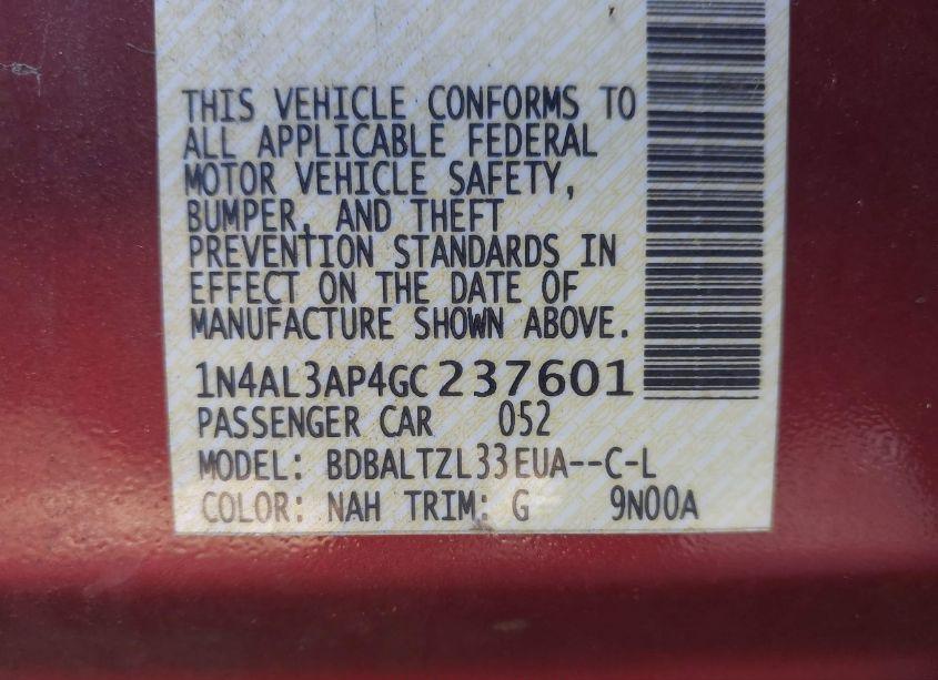 Photo 9 of 2016 Nissan Altima 2.5 SL (VIN 1N4AL3AP4GC237601)