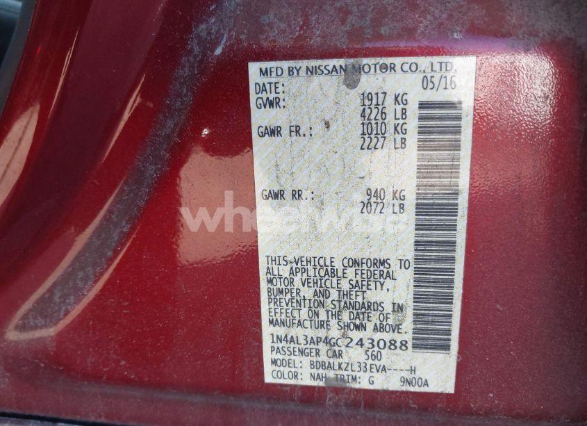 Photo 9 of 2016 Nissan Altima 2.5 SV (VIN 1N4AL3AP4GC243088)