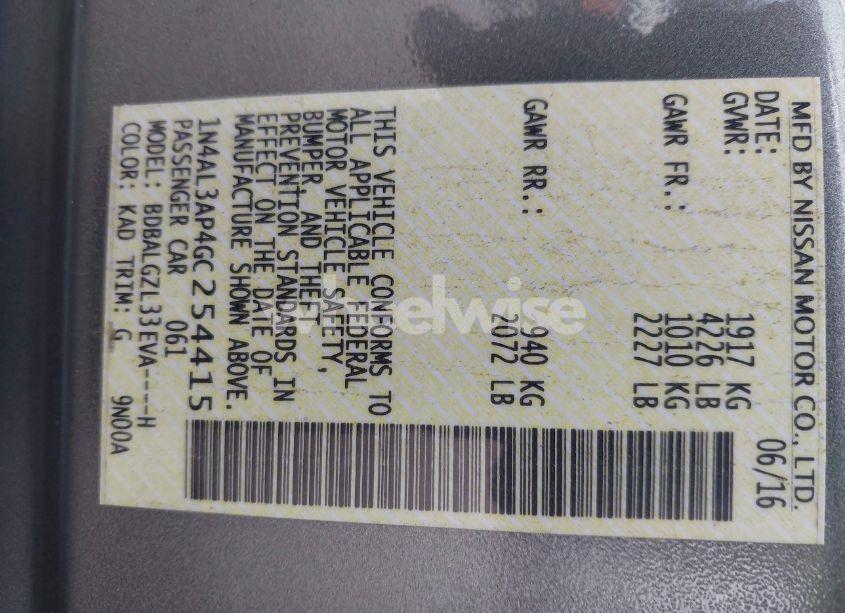 Photo 9 of 2016 Nissan Altima 2.5 S (VIN 1N4AL3AP4GC254415)