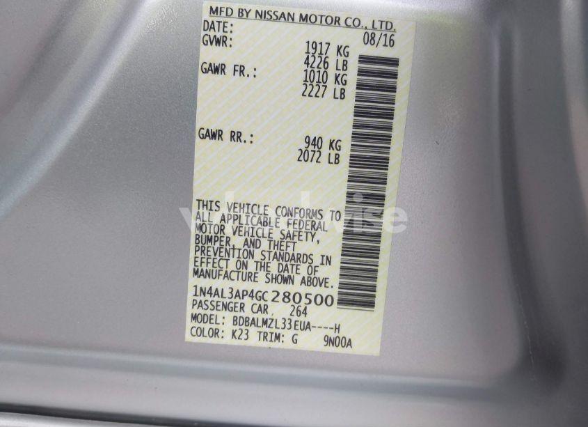 Photo 9 of 2016 Nissan Altima 2.5 SV (VIN 1N4AL3AP4GC280500)