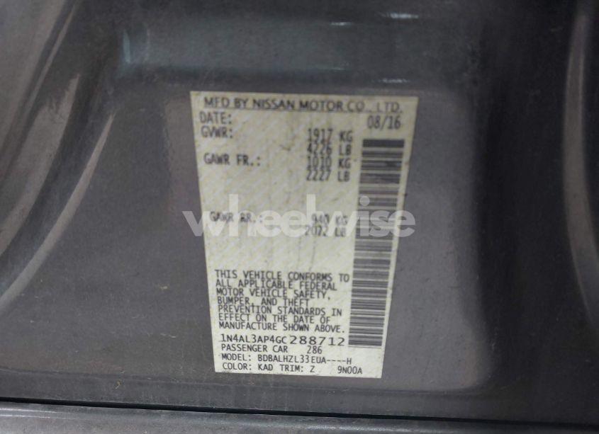 Photo 9 of 2016 Nissan Altima 2.5 SR (VIN 1N4AL3AP4GC288712)