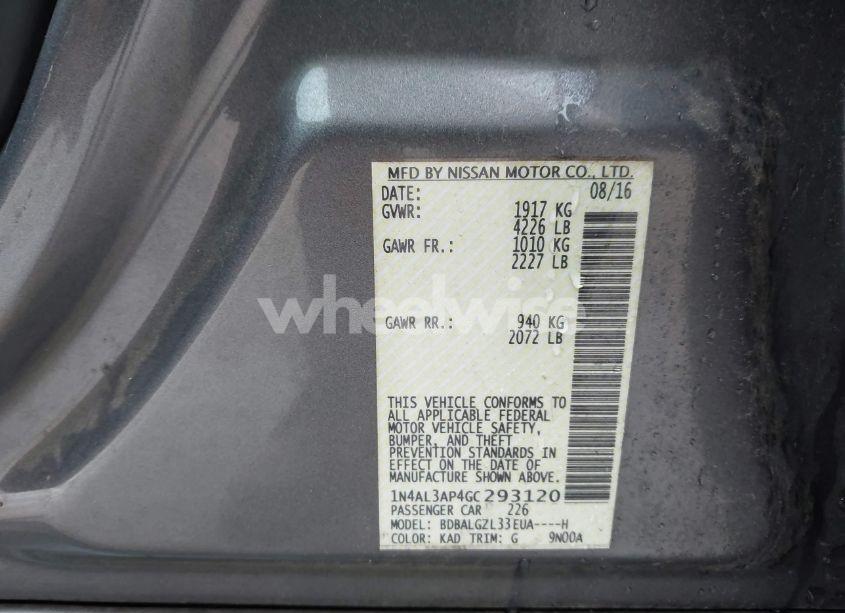 Photo 9 of 2016 Nissan Altima 2.5 S (VIN 1N4AL3AP4GC293120)