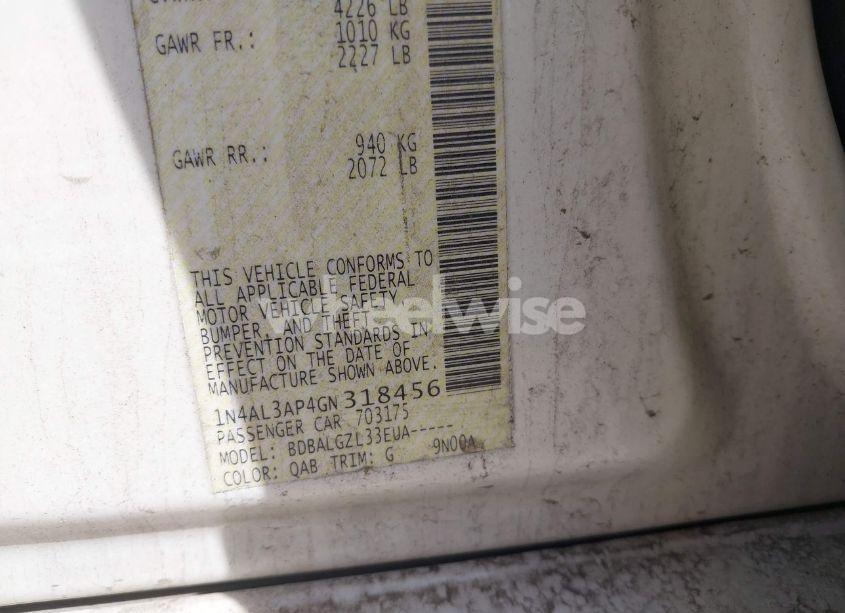 Photo 9 of 2016 Nissan Altima 2.5/2.5 S/2.5 SL/2.5 SR/2.5 SV (VIN 1N4AL3AP4GN318456)