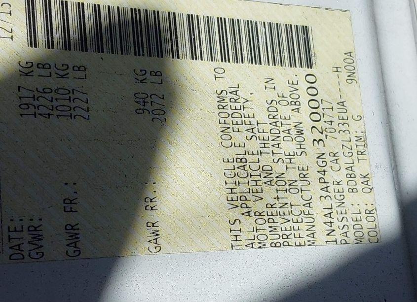 Photo 9 of 2016 Nissan Altima 2.5 S (VIN 1N4AL3AP4GN320000)