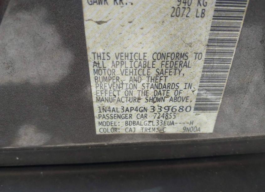 Photo 9 of 2016 Nissan Altima 2.5 S (VIN 1N4AL3AP4GN339680)