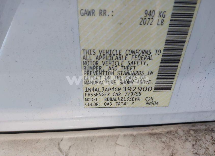 Photo 9 of 2016 Nissan Altima 2.5 SR (VIN 1N4AL3AP4GN392900)