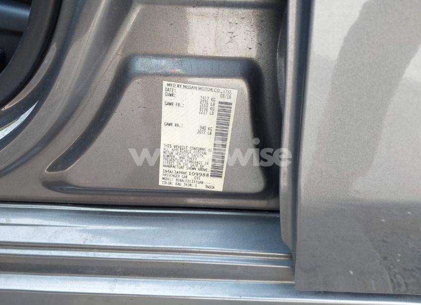 Photo 9 of 2017 Nissan Altima 2.5 SV (VIN 1N4AL3AP4HC109988)