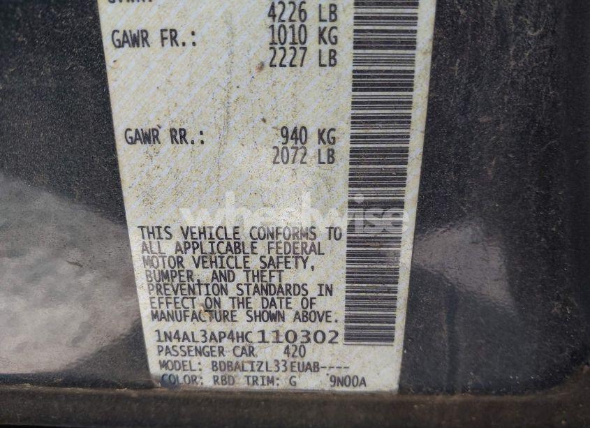 Photo 9 of 2017 Nissan Altima 2.5 SV (VIN 1N4AL3AP4HC110302)