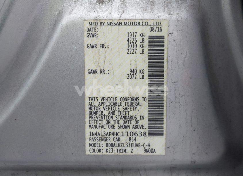 Photo 9 of 2017 Nissan Altima 2.5 SR (VIN 1N4AL3AP4HC110638)