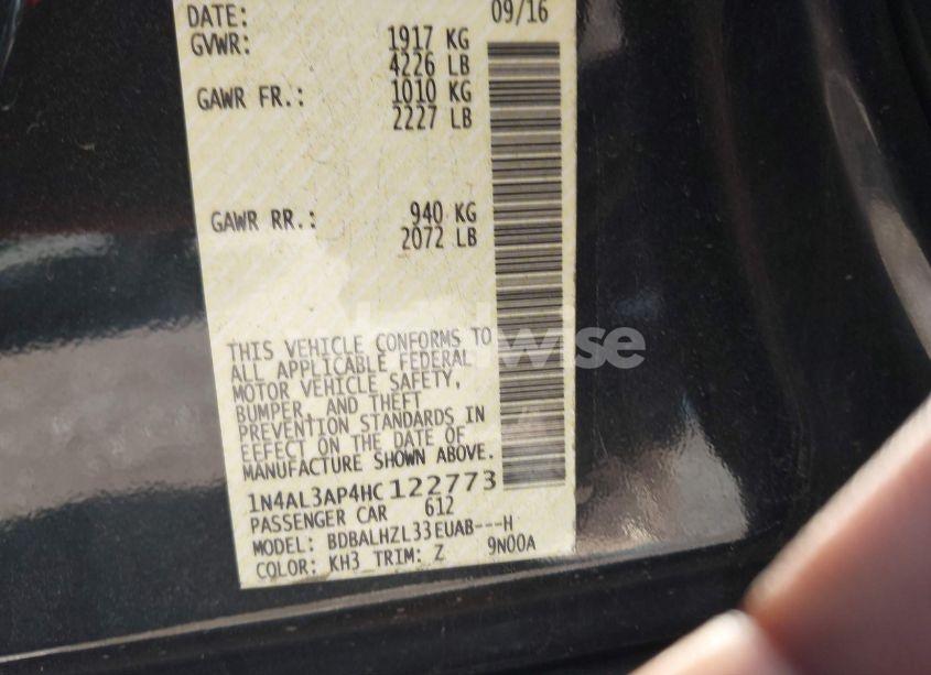 Photo 9 of 2017 Nissan Altima 2.5 SR (VIN 1N4AL3AP4HC122773)