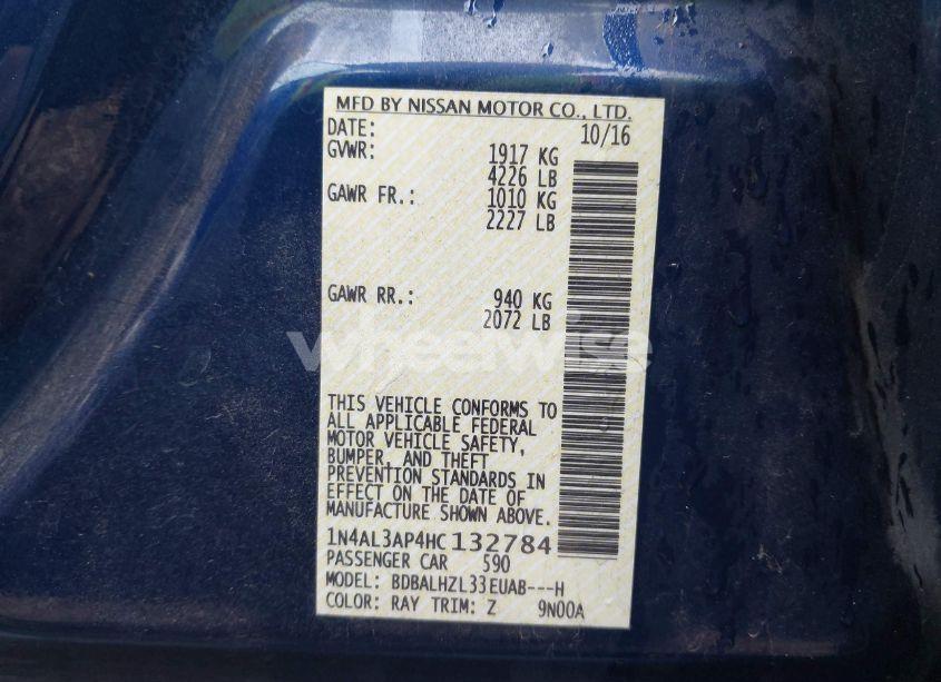 Photo 9 of 2017 Nissan Altima 2.5 SR (VIN 1N4AL3AP4HC132784)