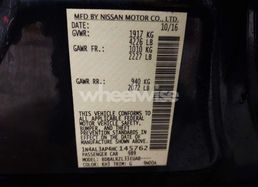 Photo 9 of 2017 Nissan Altima 2.5 SL (VIN 1N4AL3AP4HC145762)