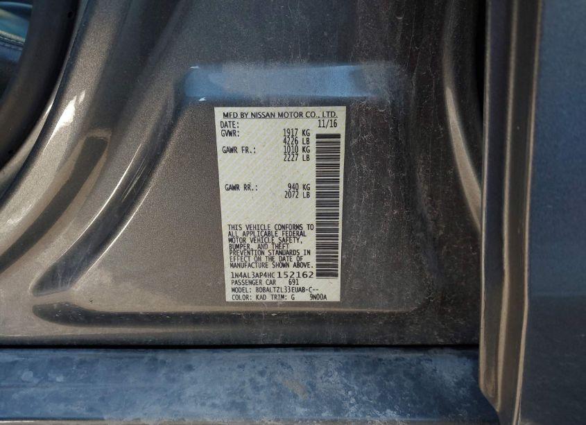 Photo 9 of 2017 Nissan Altima 2.5 SL (VIN 1N4AL3AP4HC152162)