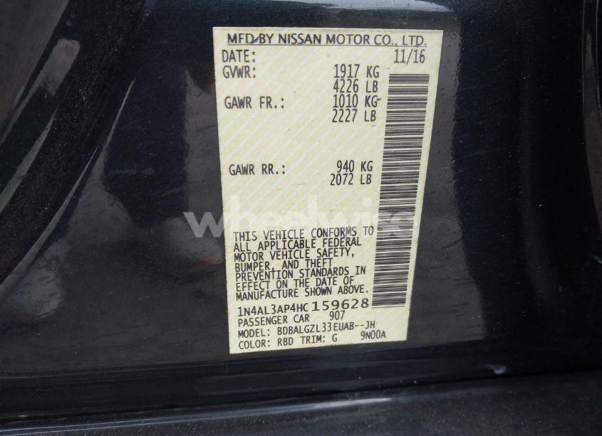 Photo 9 of 2017 Nissan Altima 2.5 S (VIN 1N4AL3AP4HC159628)