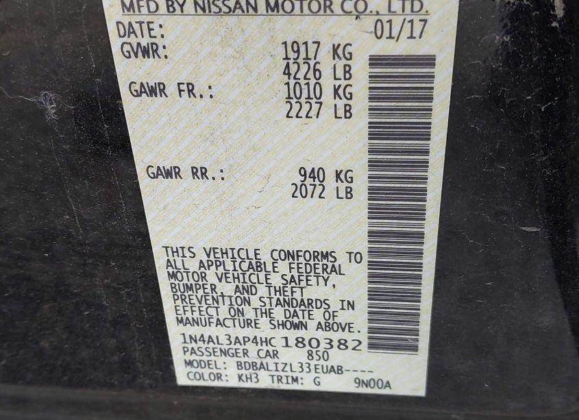 Photo 9 of 2017 Nissan Altima 2.5 SV (VIN 1N4AL3AP4HC180382)