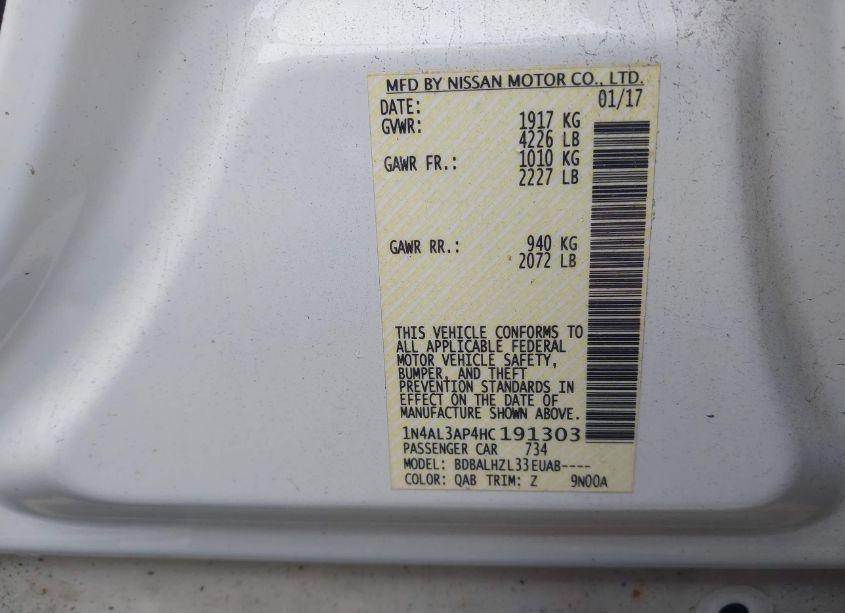 Photo 9 of 2017 Nissan Altima 2.5 SR (VIN 1N4AL3AP4HC191303)