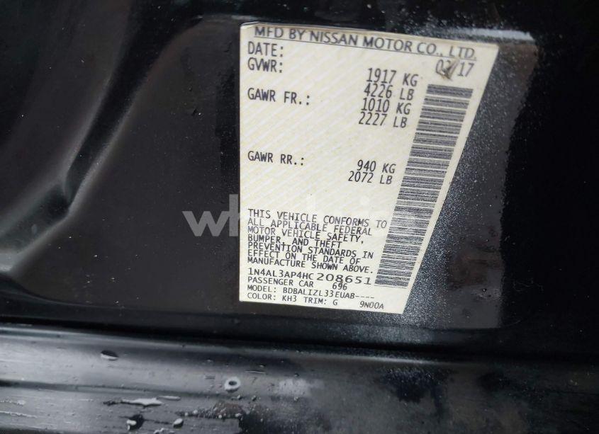 Photo 9 of 2017 Nissan Altima 2.5 SV (VIN 1N4AL3AP4HC208651)