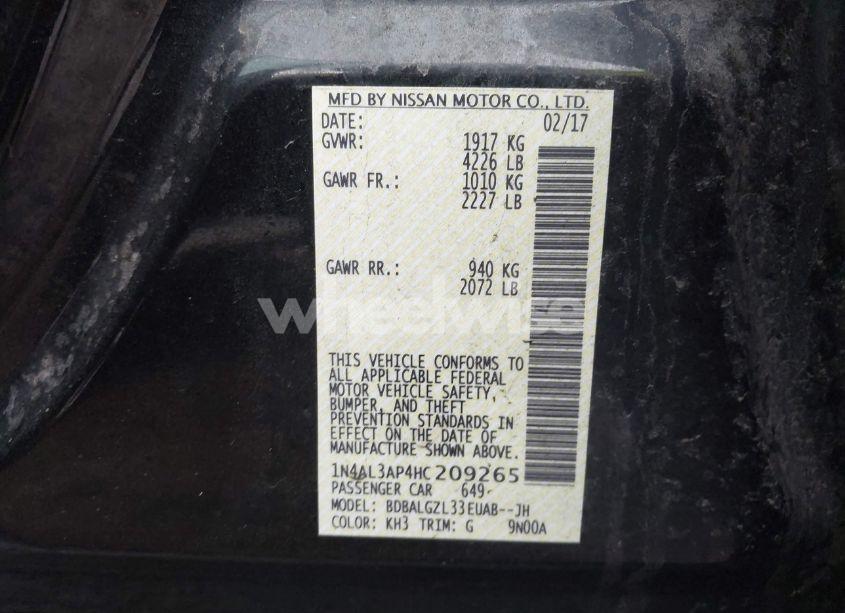 Photo 9 of 2017 Nissan Altima 2.5 S (VIN 1N4AL3AP4HC209265)