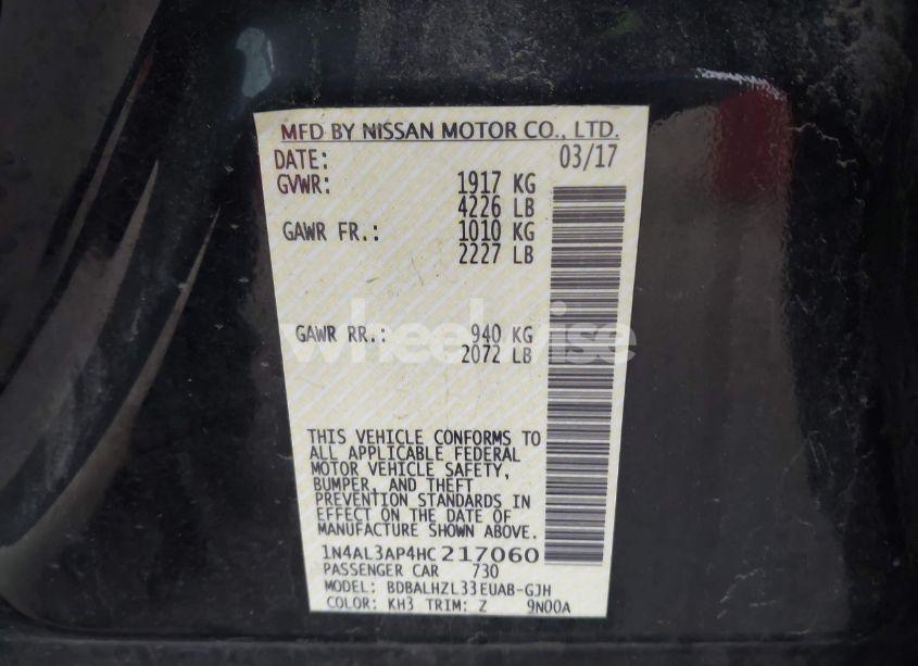 Photo 9 of 2017 Nissan Altima 2.5 SR (VIN 1N4AL3AP4HC217060)