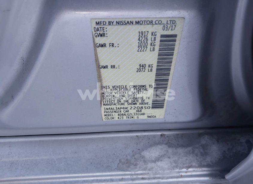 Photo 9 of 2017 Nissan Altima 2.5 S (VIN 1N4AL3AP4HC220850)