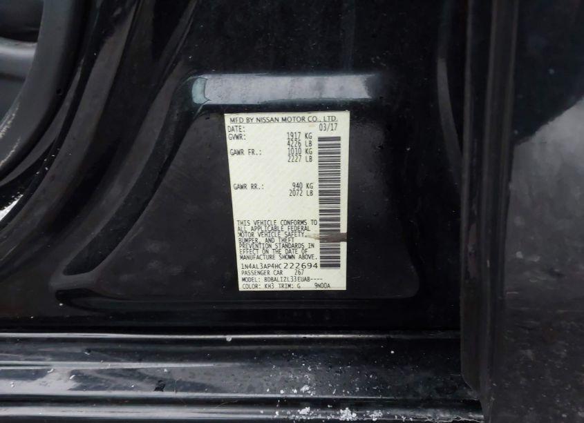 Photo 9 of 2017 Nissan Altima 2.5 SV (VIN 1N4AL3AP4HC222694)