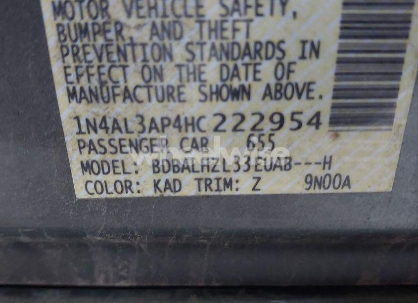 Photo 9 of 2017 Nissan Altima 2.5 SR (VIN 1N4AL3AP4HC222954)