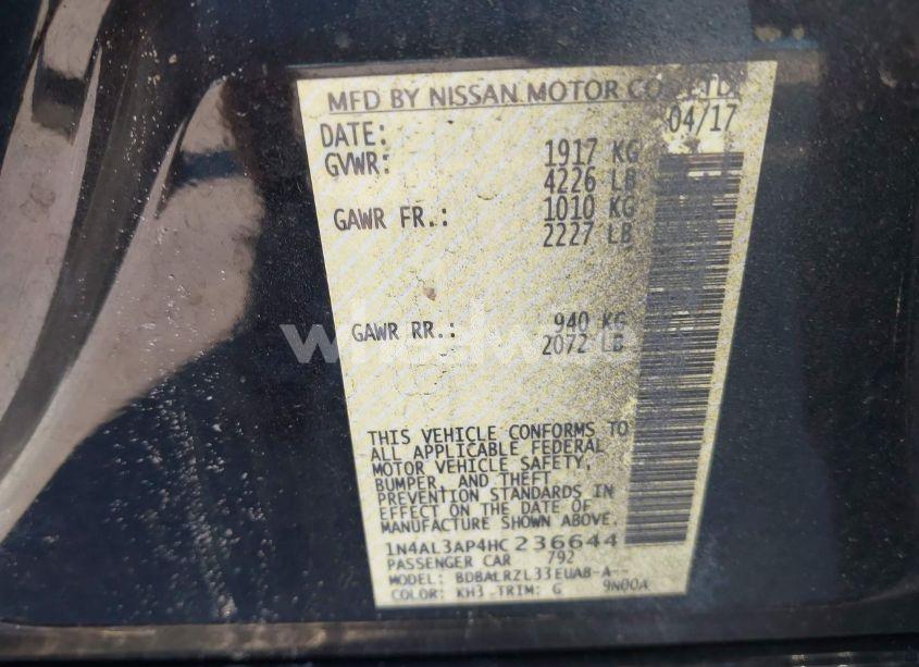 Photo 9 of 2017 Nissan Altima 2.5 SL (VIN 1N4AL3AP4HC236644)