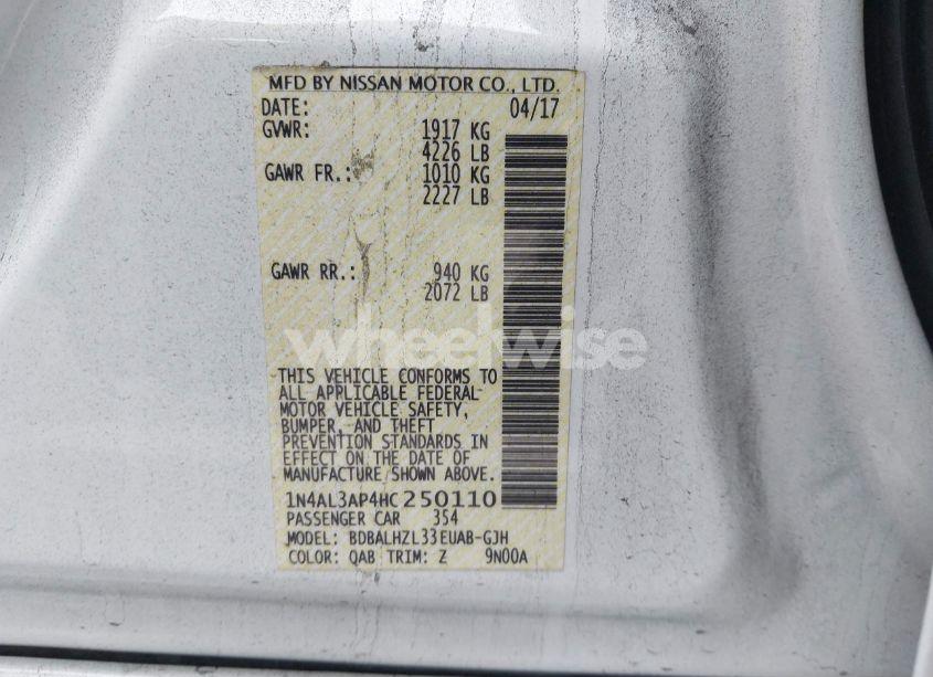 Photo 9 of 2017 Nissan Altima 2.5 SR (VIN 1N4AL3AP4HC250110)