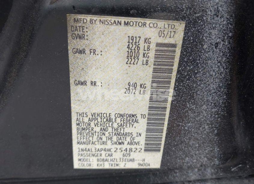 Photo 9 of 2017 Nissan Altima 2.5 SR (VIN 1N4AL3AP4HC254822)