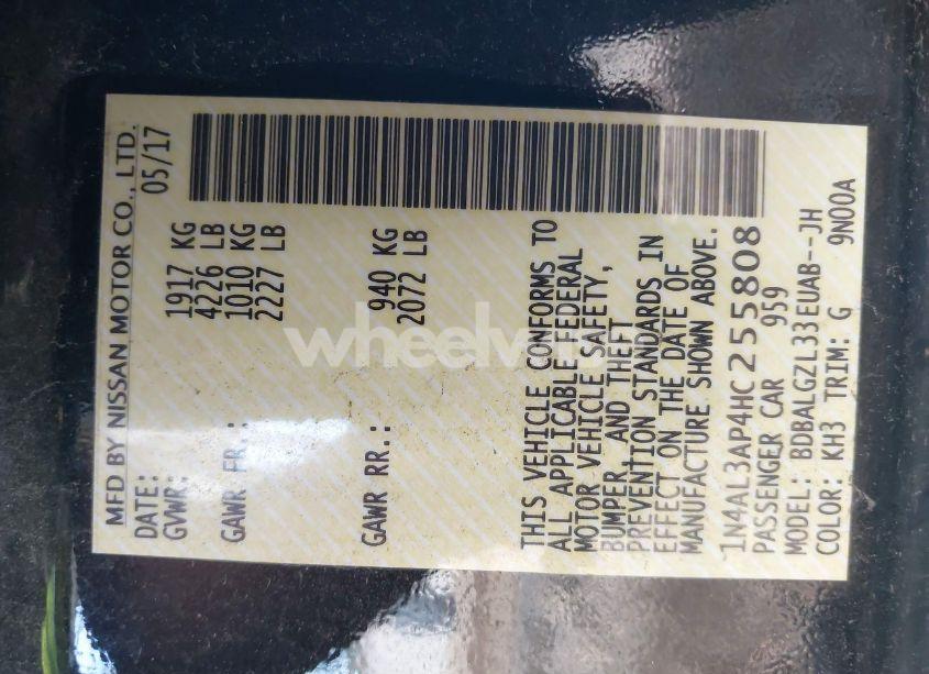 Photo 9 of 2017 Nissan Altima 2.5 S (VIN 1N4AL3AP4HC255808)