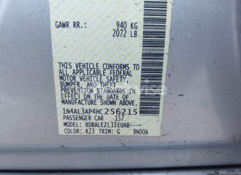 Photo 9 of 2017 Nissan Altima 2.5 S (VIN 1N4AL3AP4HC256215)