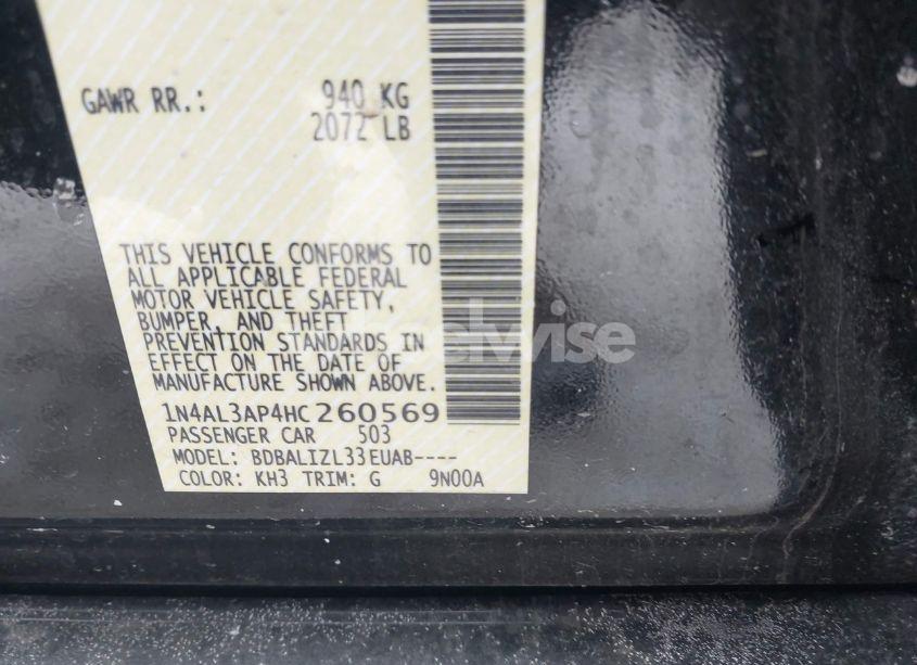 Photo 9 of 2017 Nissan Altima 2.5 SV (VIN 1N4AL3AP4HC260569)