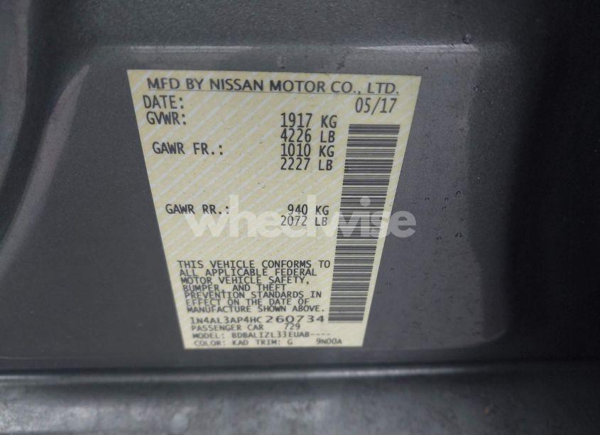 Photo 9 of 2017 Nissan Altima 2.5 SV (VIN 1N4AL3AP4HC260734)