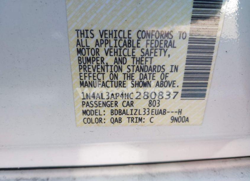 Photo 9 of 2017 Nissan Altima 2.5 SV (VIN 1N4AL3AP4HC280837)