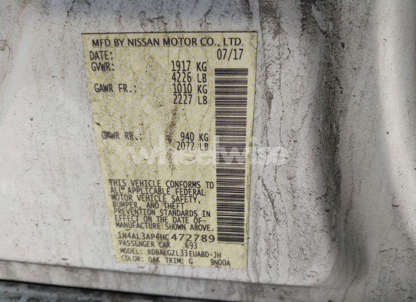 Photo 9 of 2017 Nissan Altima 2.5 S (VIN 1N4AL3AP4HC472789)