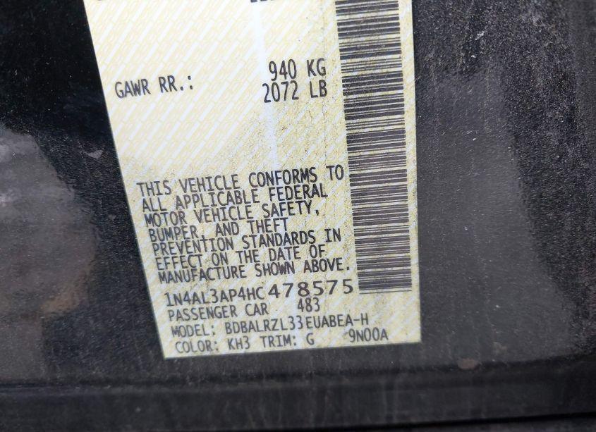 Photo 9 of 2017 Nissan Altima 2.5 SL (VIN 1N4AL3AP4HC478575)