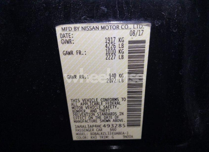 Photo 9 of 2017 Nissan Altima 2.5 SL (VIN 1N4AL3AP4HC493285)