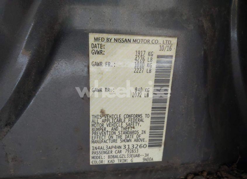 Photo 9 of 2017 Nissan Altima 2.5 S (VIN 1N4AL3AP4HN313260)