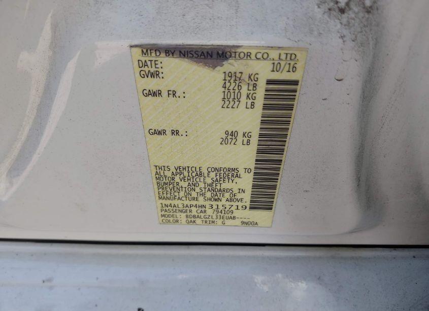 Photo 9 of 2017 Nissan Altima 2.5 S (VIN 1N4AL3AP4HN315719)